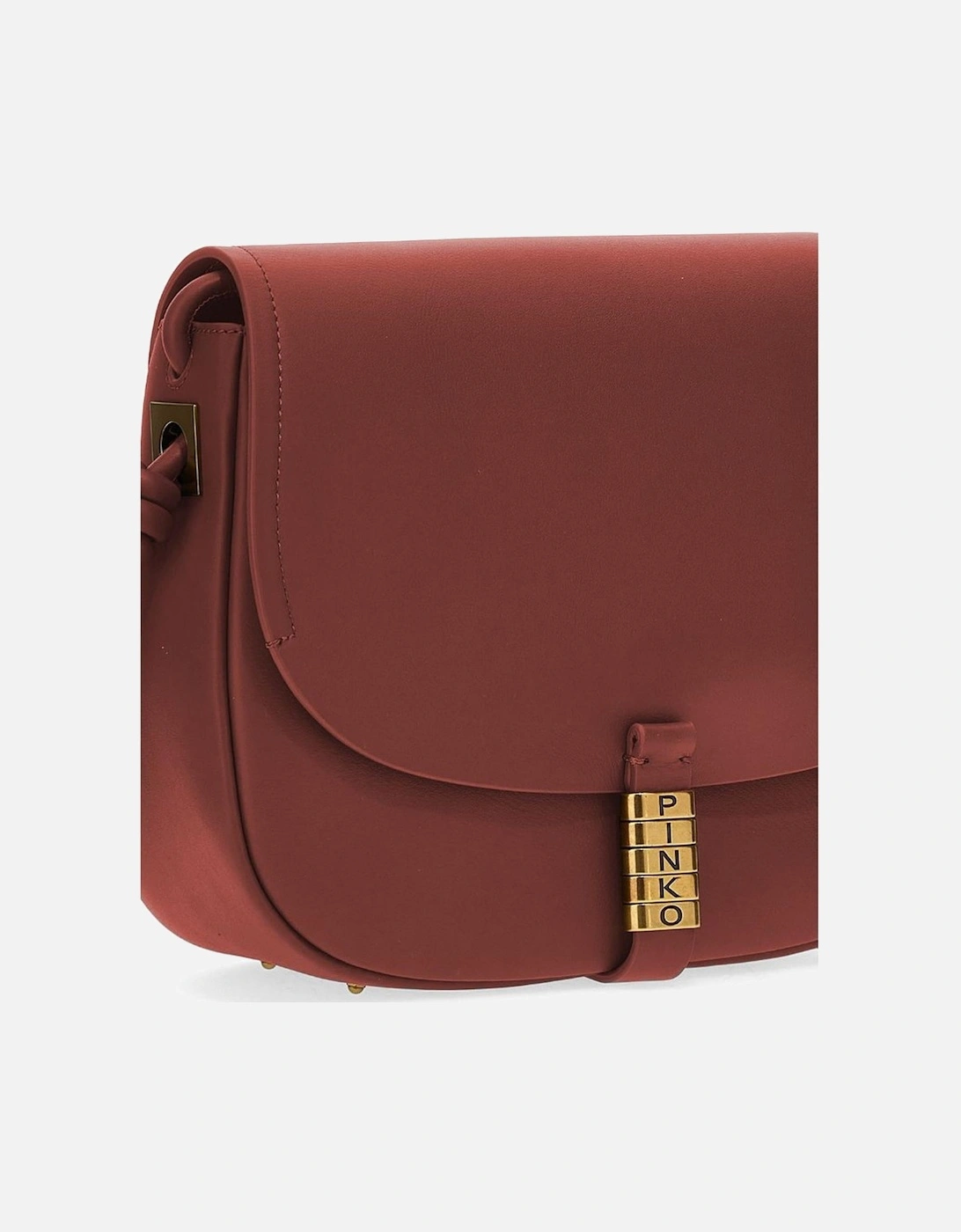 Leather Shoulder Bag with Logo and Gold Hardware Women - Red Crossbody