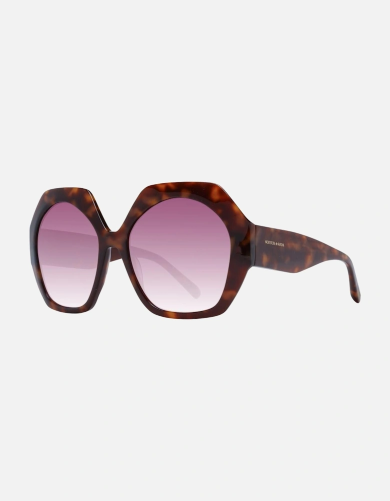 Brown Trapezium Sunglasses with Purple Gradient Lenses & 100% UVA/UVB