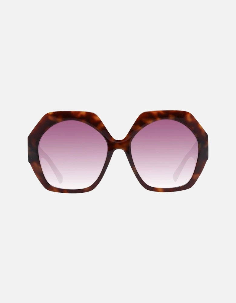 Brown Trapezium Sunglasses with Purple Gradient Lenses & 100% UVA/UVB