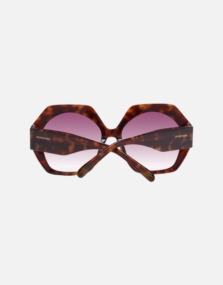 Brown Trapezium Sunglasses with Purple Gradient Lenses & 100% UVA/UVB