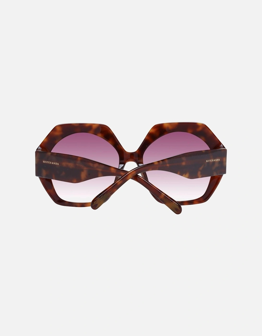 Brown Trapezium Sunglasses with Purple Gradient Lenses & 100% UVA/UVB