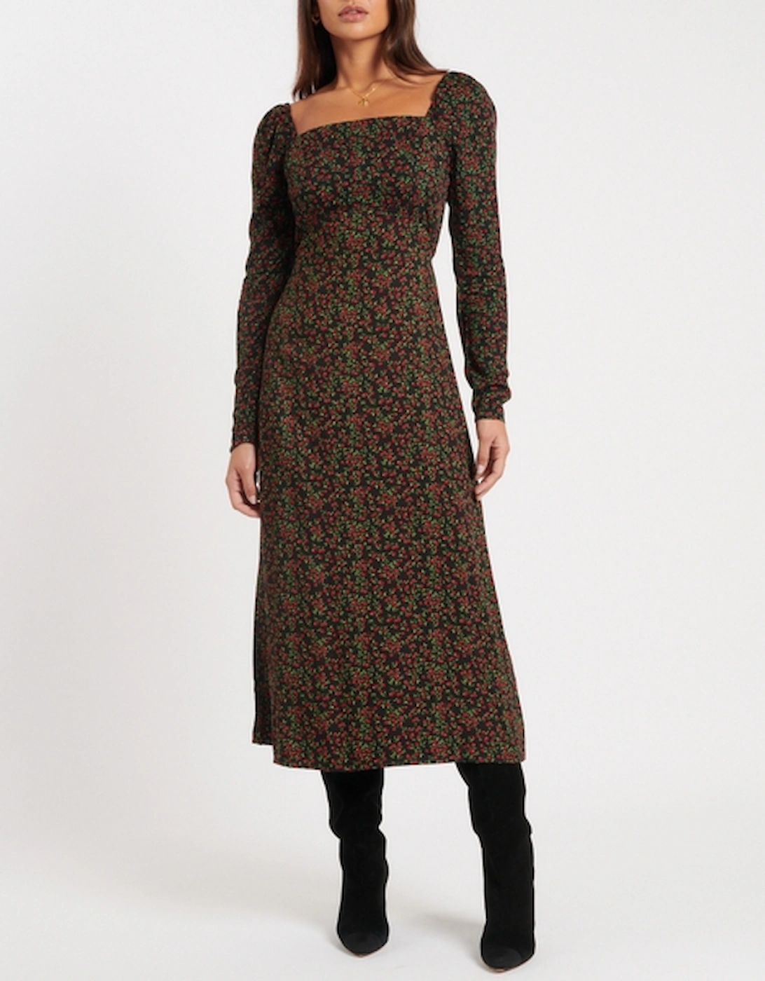 Abby Floral-Print Midi Crepe Dress, 2 of 1