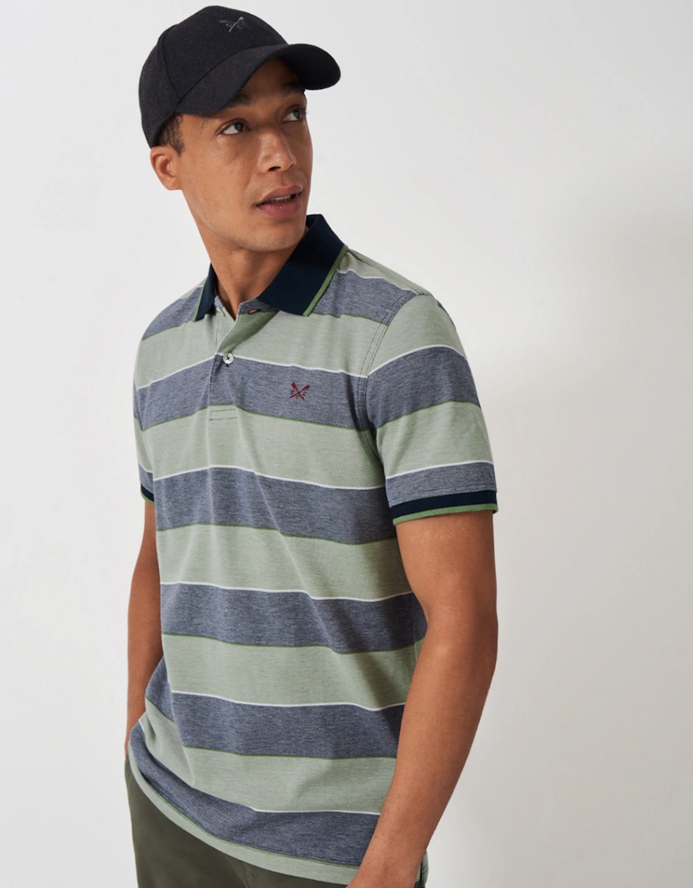 Men's Oxford Stripe Polo Oil Green/Heritage Dark Navy/Heritage White