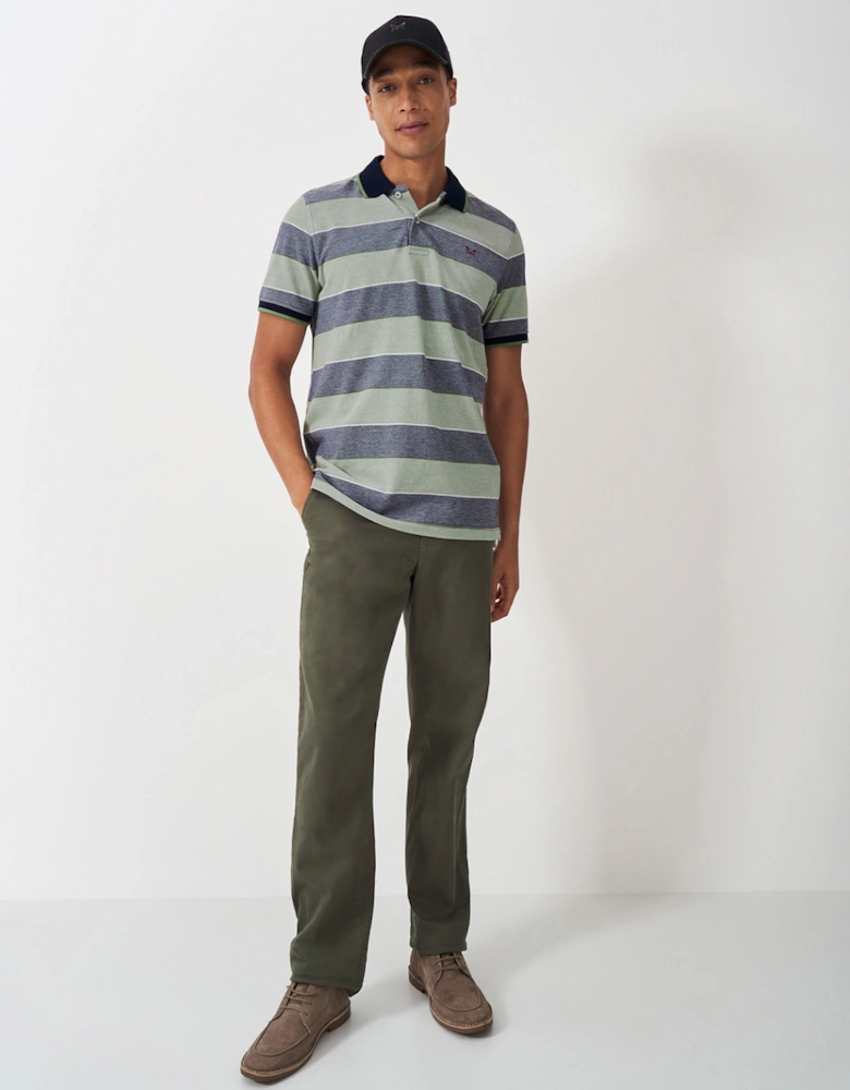 Men's Oxford Stripe Polo Oil Green/Heritage Dark Navy/Heritage White