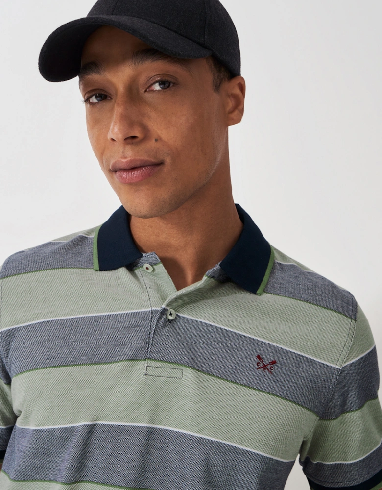 Men's Oxford Stripe Polo Oil Green/Heritage Dark Navy/Heritage White