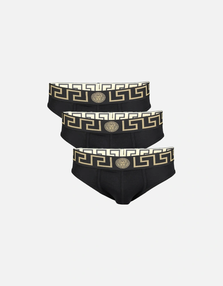 3-Pack Greca Border Briefs, Black