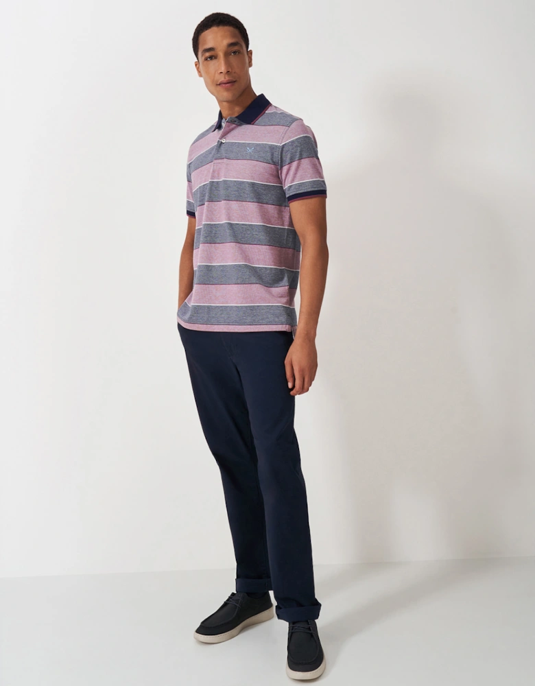 Men's Oxford Stripe Polo Deco Rose/Heritage Dark Navy/Heritage White