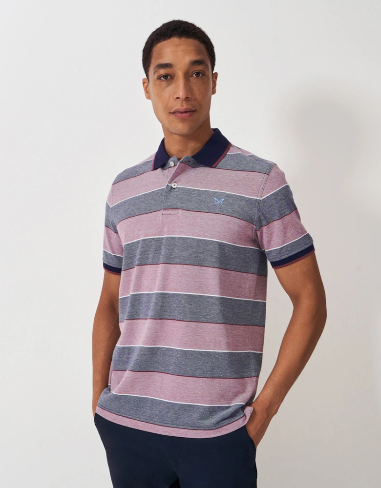 Men's Oxford Stripe Polo Deco Rose/Heritage Dark Navy/Heritage White