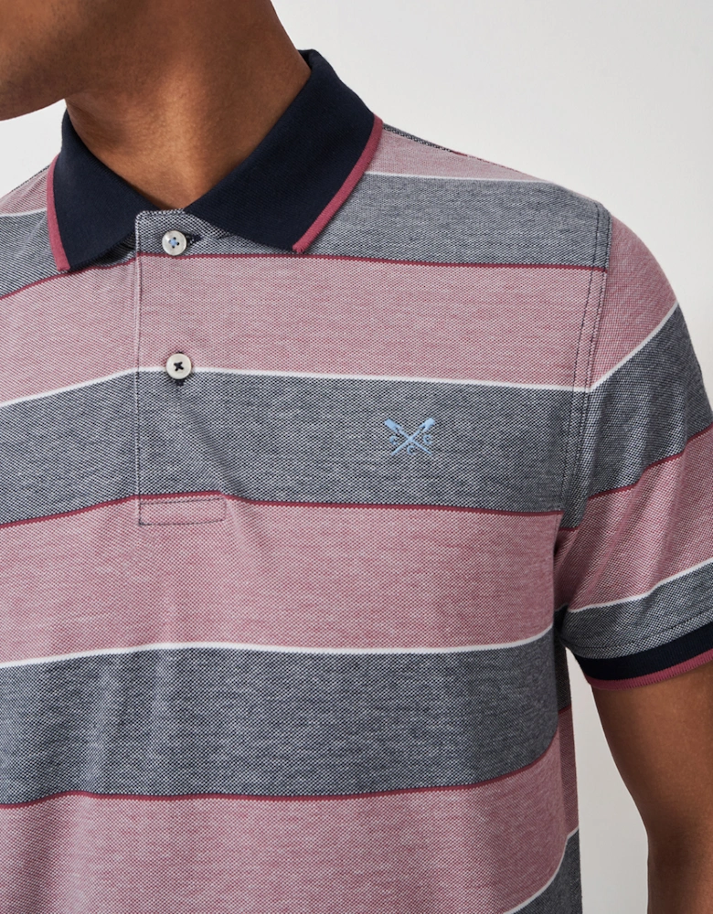 Men's Oxford Stripe Polo Deco Rose/Heritage Dark Navy/Heritage White