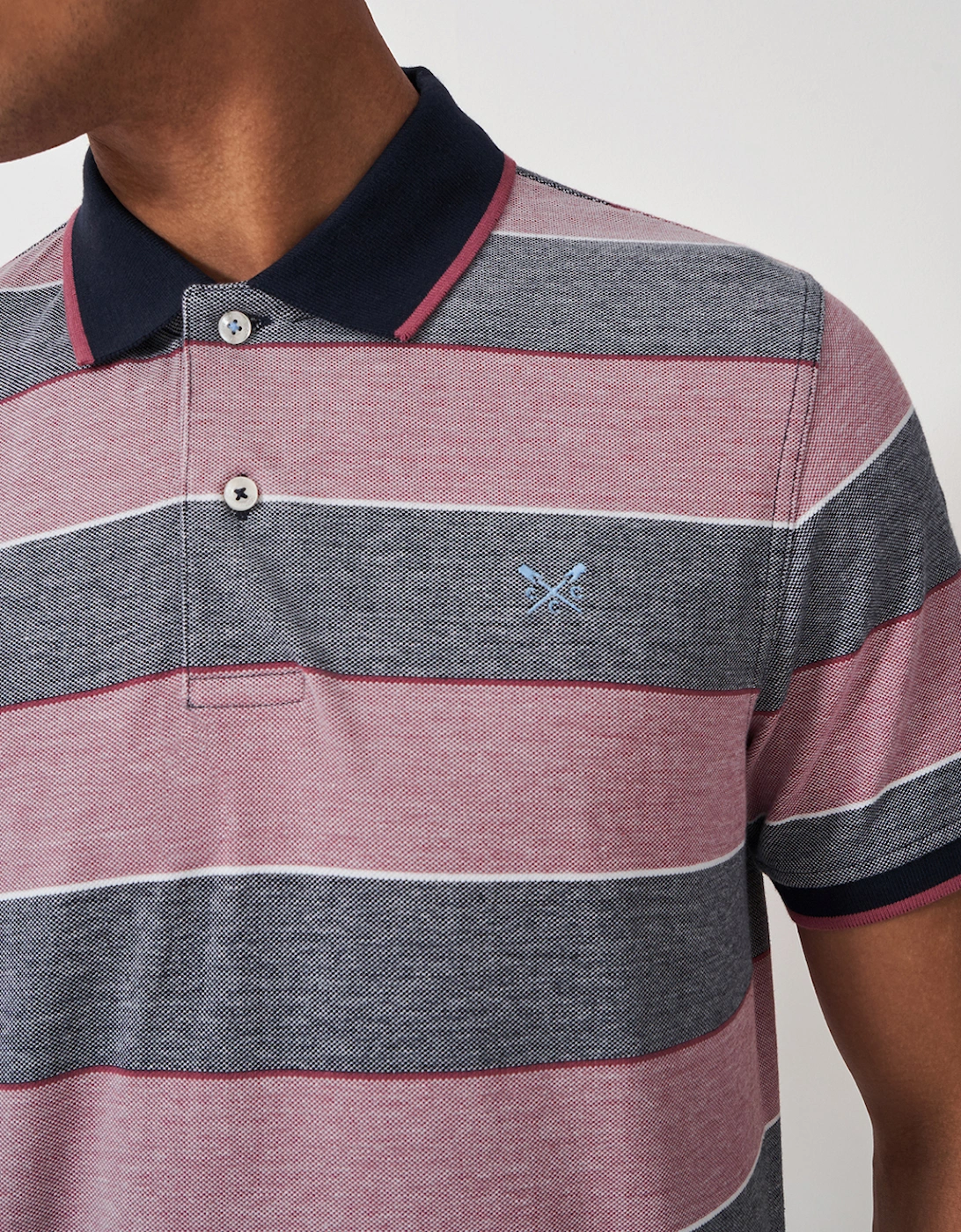 Men's Oxford Stripe Polo Deco Rose/Heritage Dark Navy/Heritage White