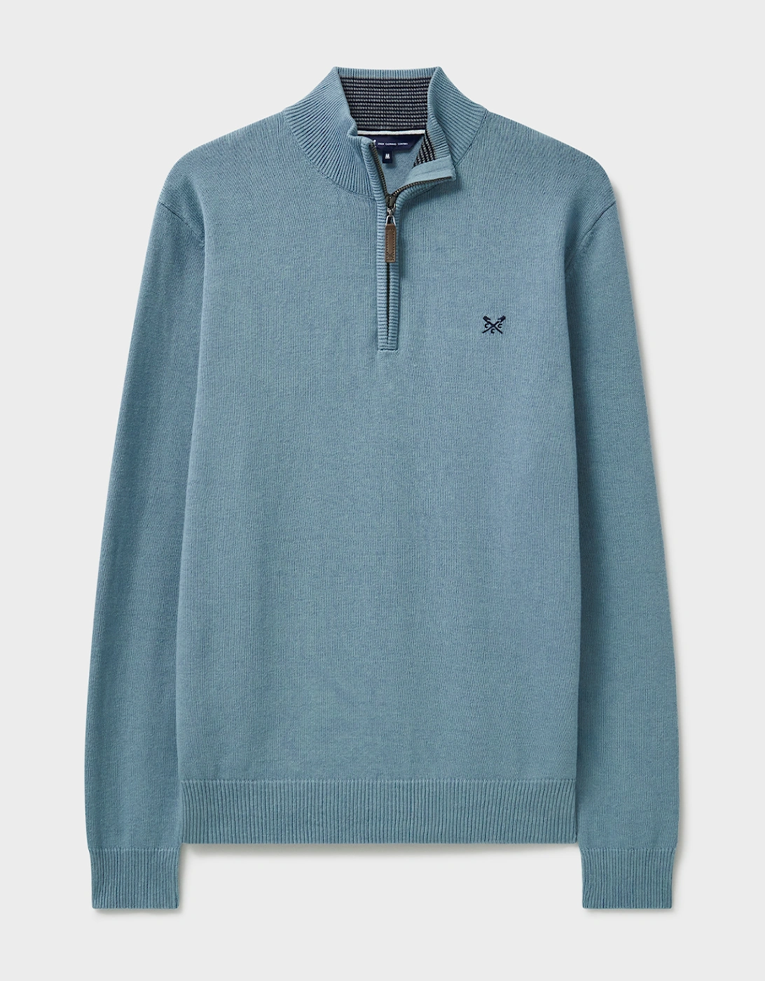 Men's Organic Cotton Classic 1/2 Zip Knit Smoke Blue