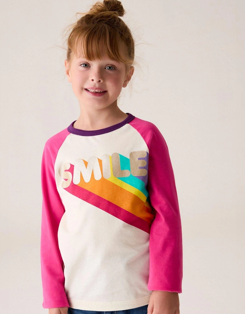 Smile Logo Long Sleeve T-Shirt - Pink