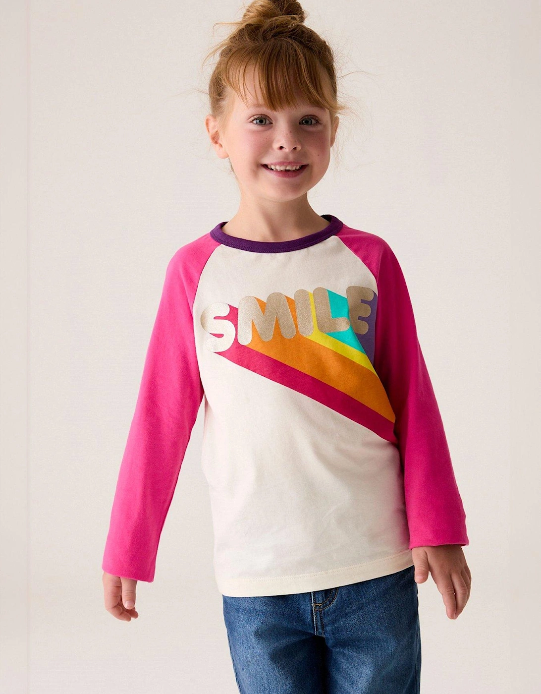 Smile Logo Long Sleeve T-Shirt - Pink