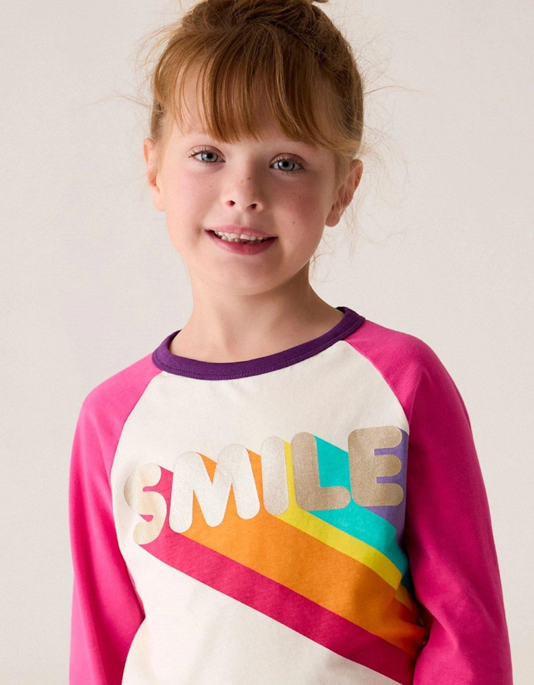 Smile Logo Long Sleeve T-Shirt - Pink