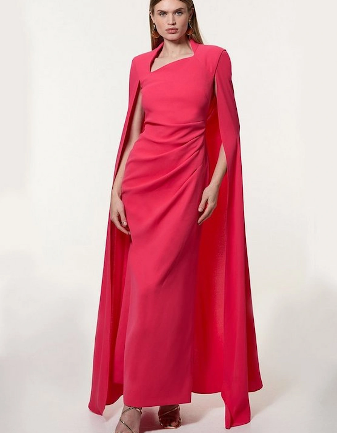 Soft Tailored Asymmetric Neck Cape Maxi Dress, 5 of 4