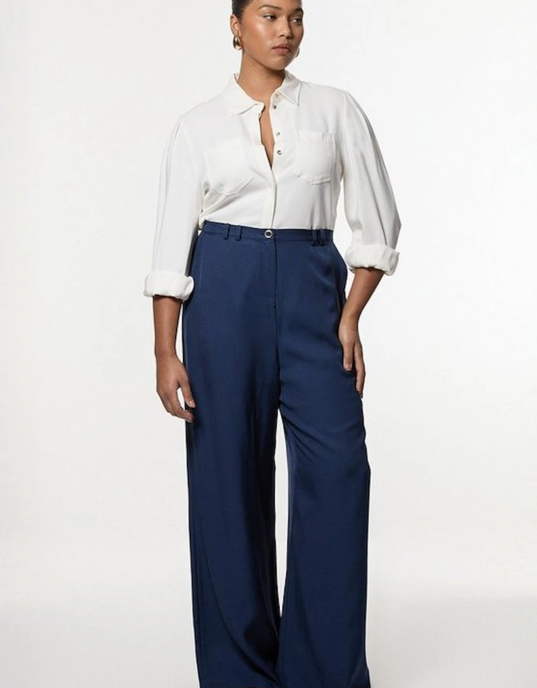 Plus Size Premium Viscose Linen Woven Straight Leg Trouser