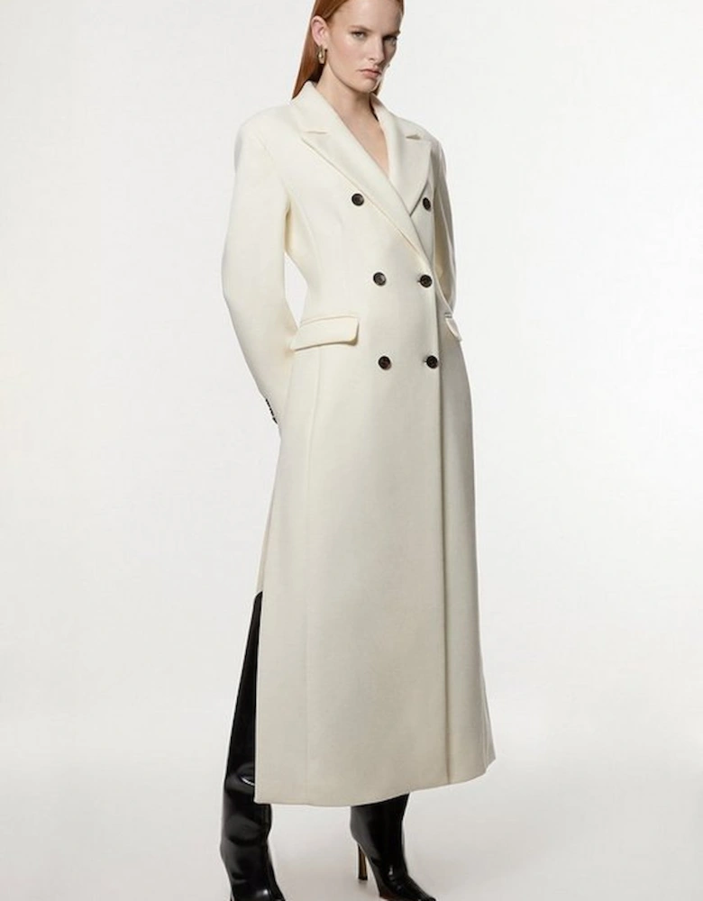 Italian Wool Mix Maxi Double Breasted Tailored Coat