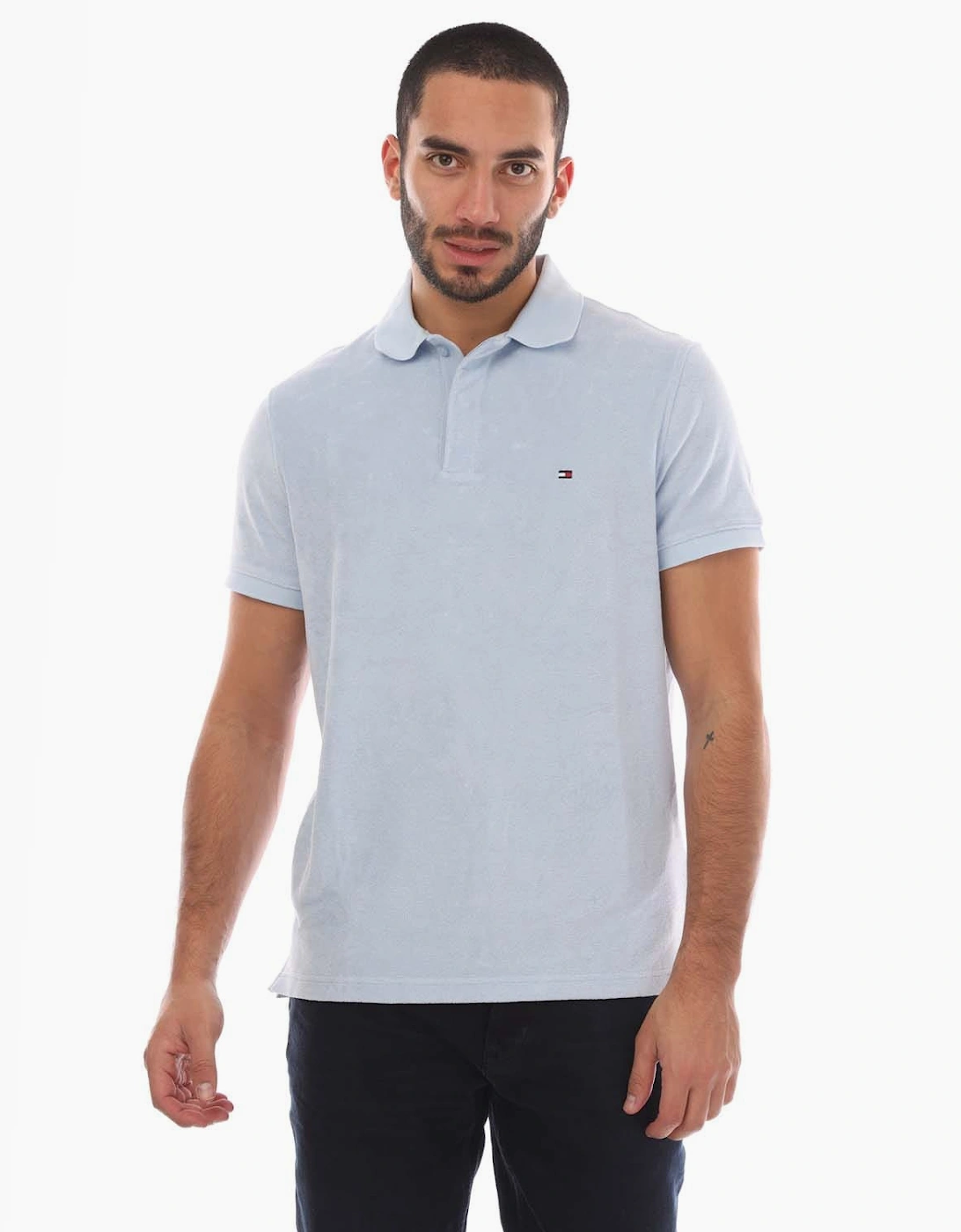 Tommy Hilfiger Men's Micro Towelling Regular-Fit Polo Shirt - Blue - Size: 36