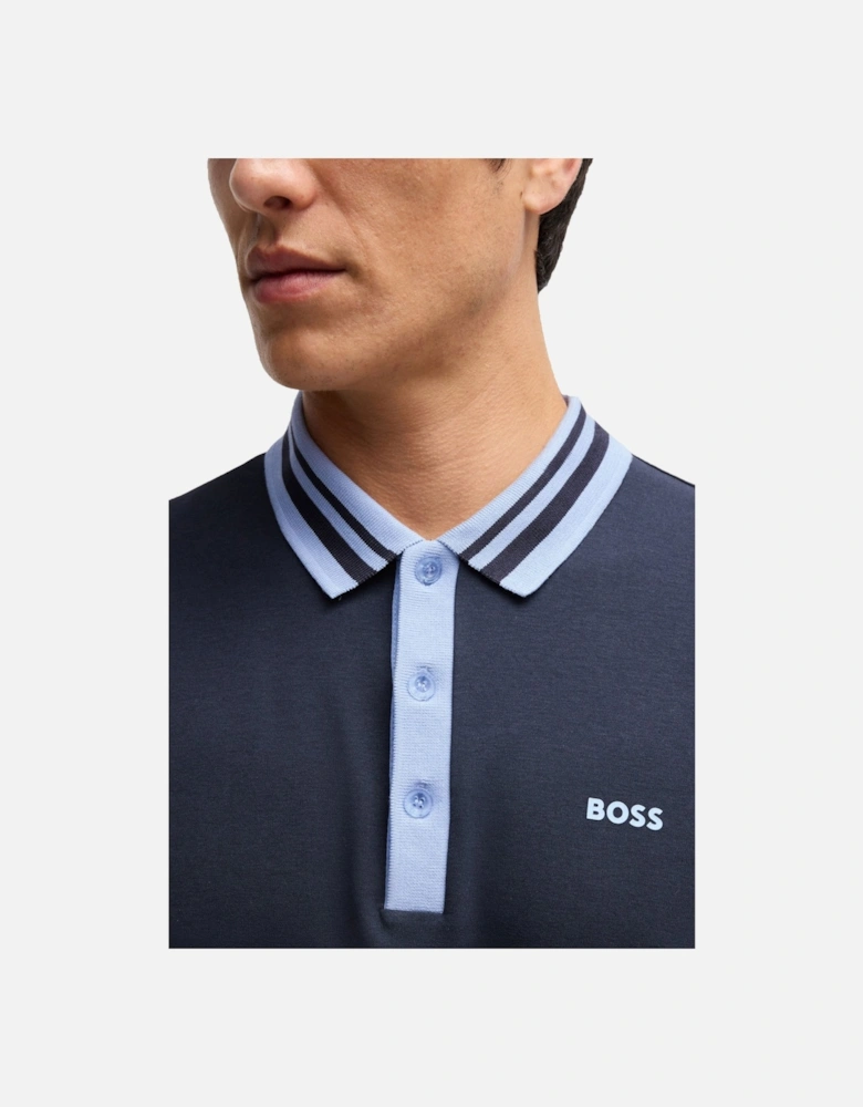 Boss Paule Tape Polo Shirt Dark Blue