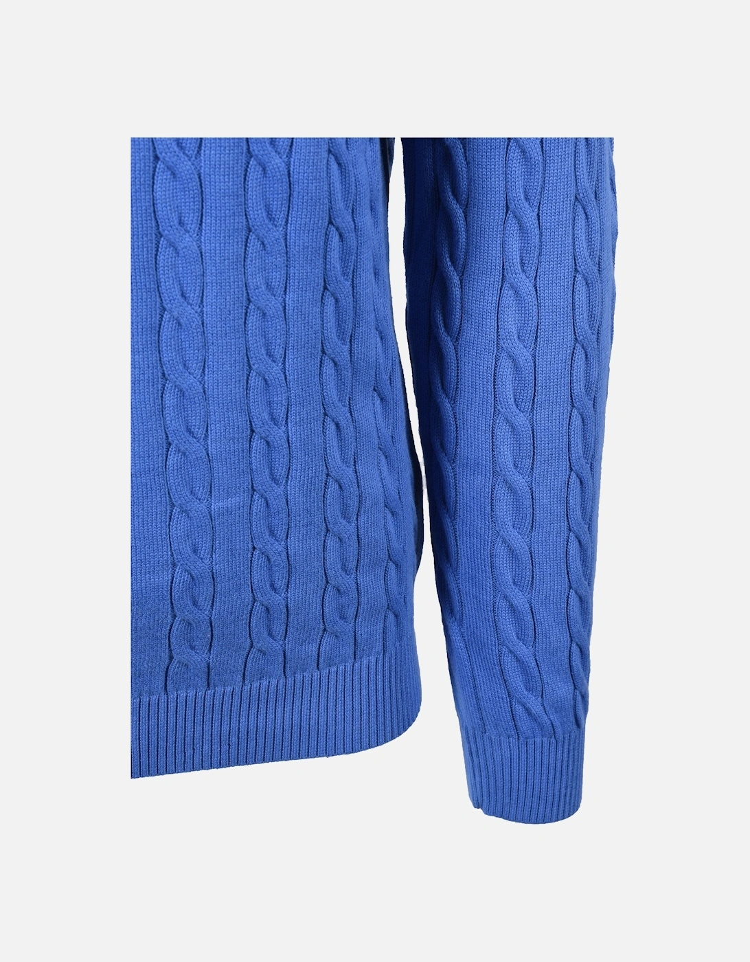 Cotton Cable Half Zip Knitwear Rich Blue