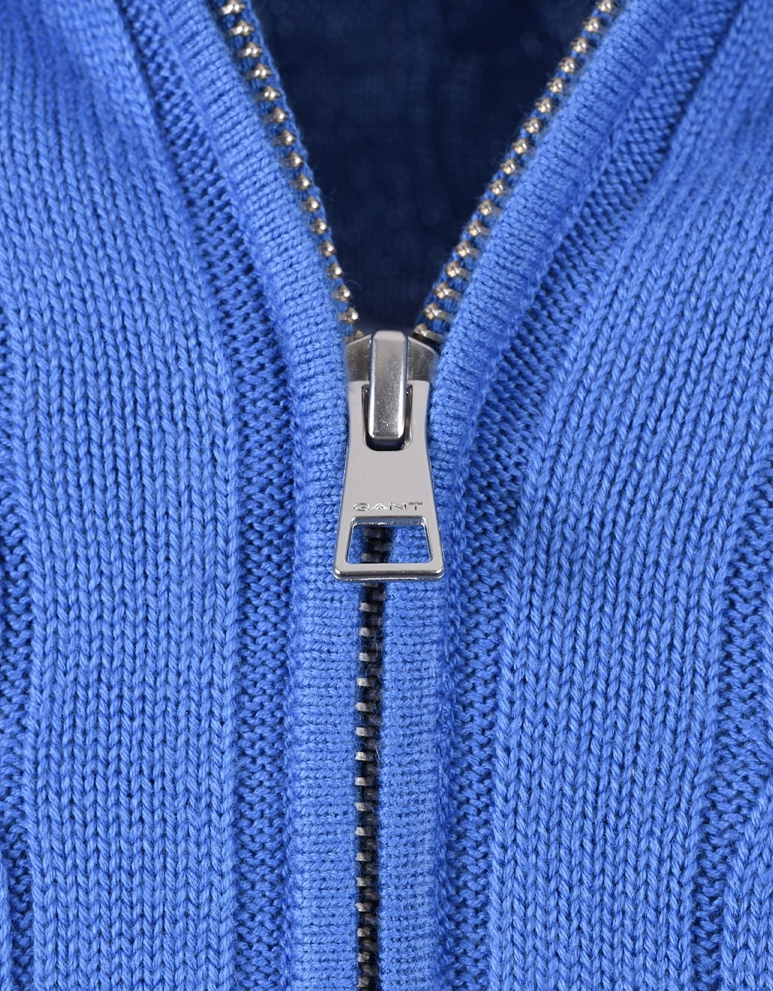 Cotton Cable Half Zip Knitwear Rich Blue