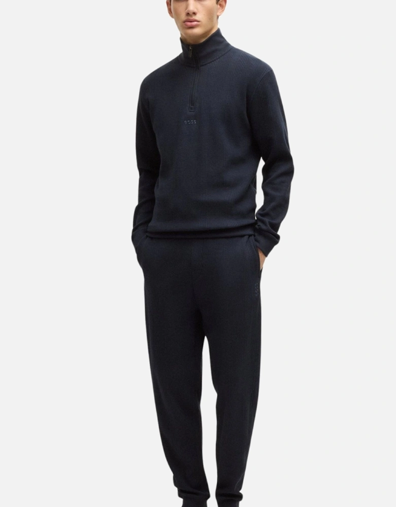 Waffle Structure Jogging Bottoms, Dark Blue