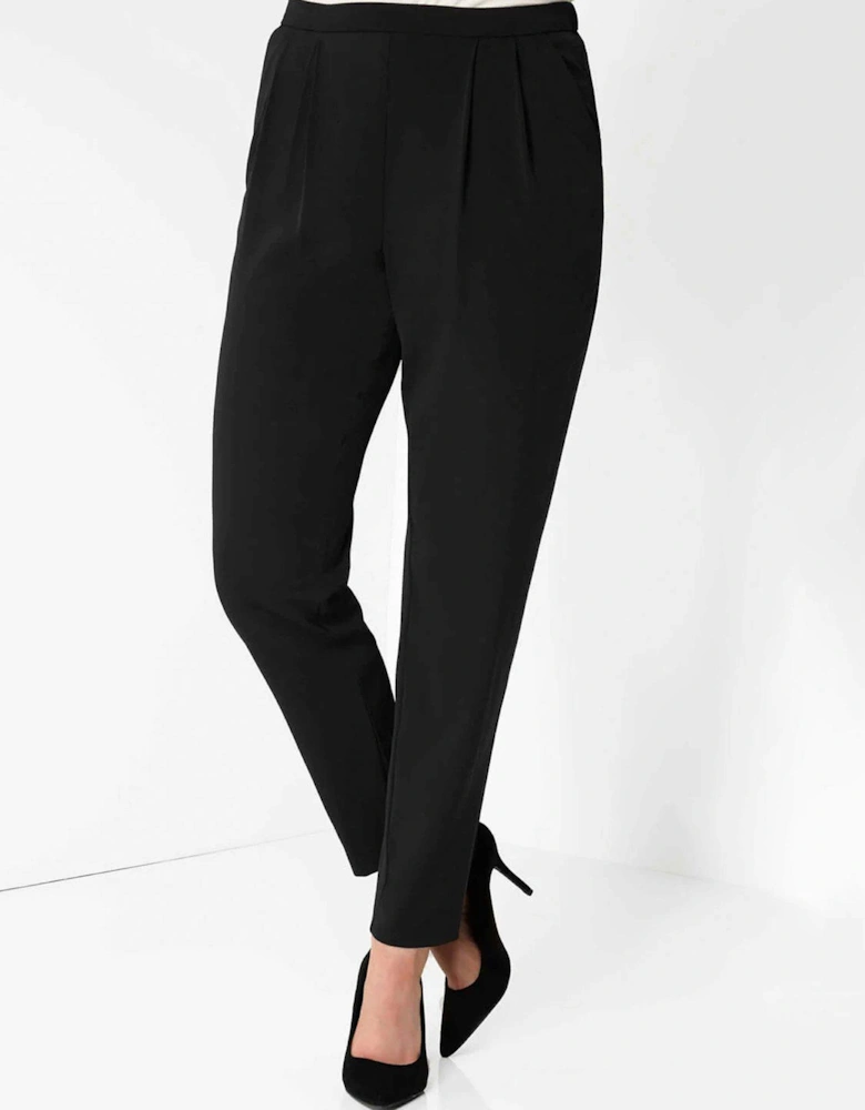 Jersey Stretch Elastic Waist Harem Trousers - Black