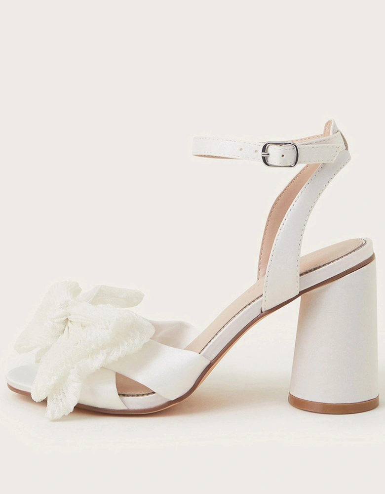 Kia Lace Bow Heeled Sandals - Ivory