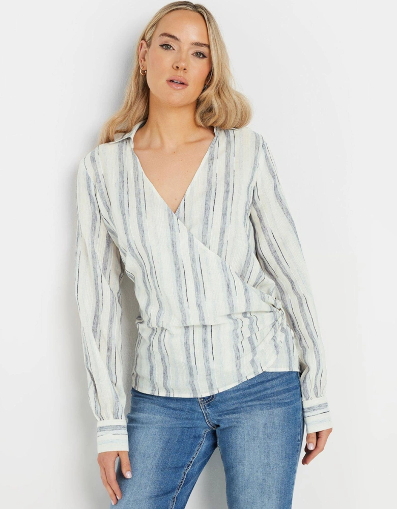 Tall Stripe Wrap Top - Natural