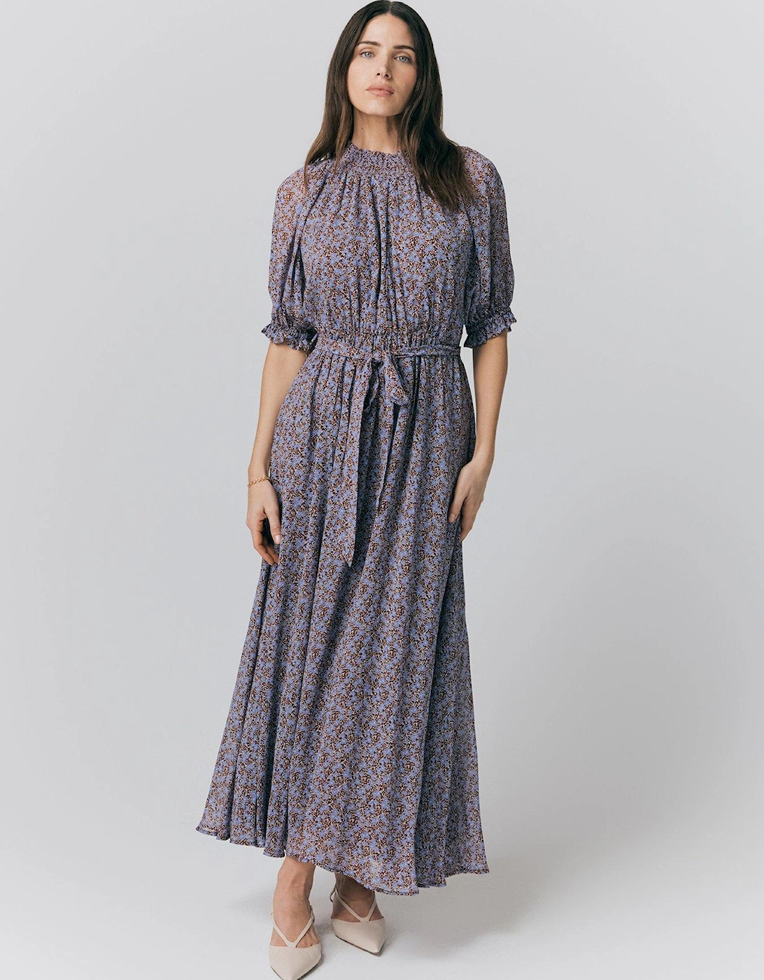 Effie Ditsy Georgette Midi Dress - Purple Flowers, 2 of 1