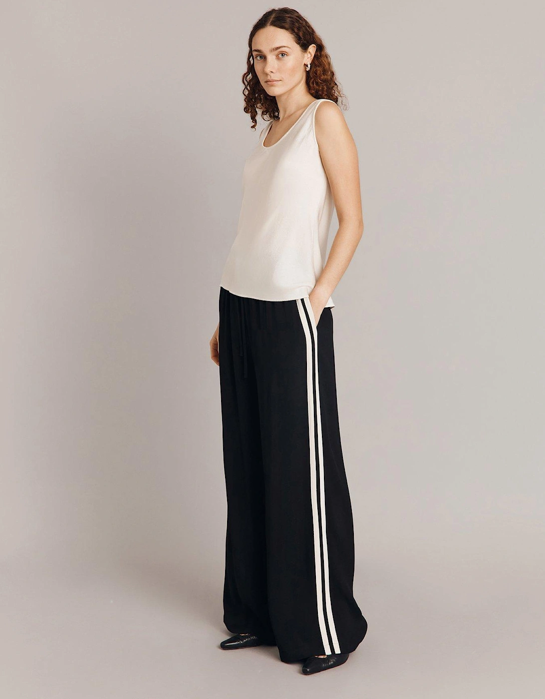 Mila Contrast Wide Leg Trousers - Black, 2 of 1