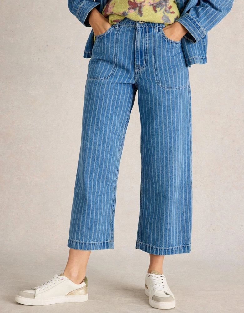 Tia Wide Leg Crop Jean - Blue