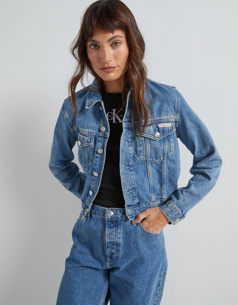 Cropped 90s Denim Jacket - Navy