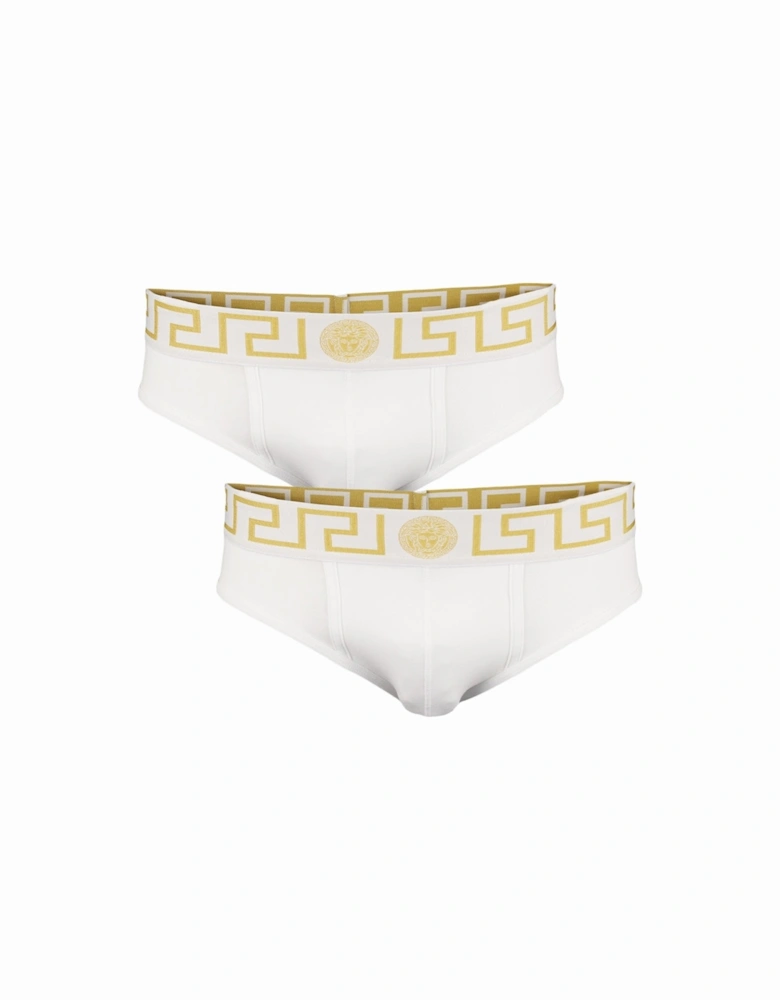 2-Pack Greca Border Low-Rise Briefs, White