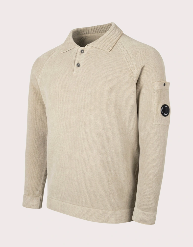 Chenille Cotton Polo Collar Knit Jumper