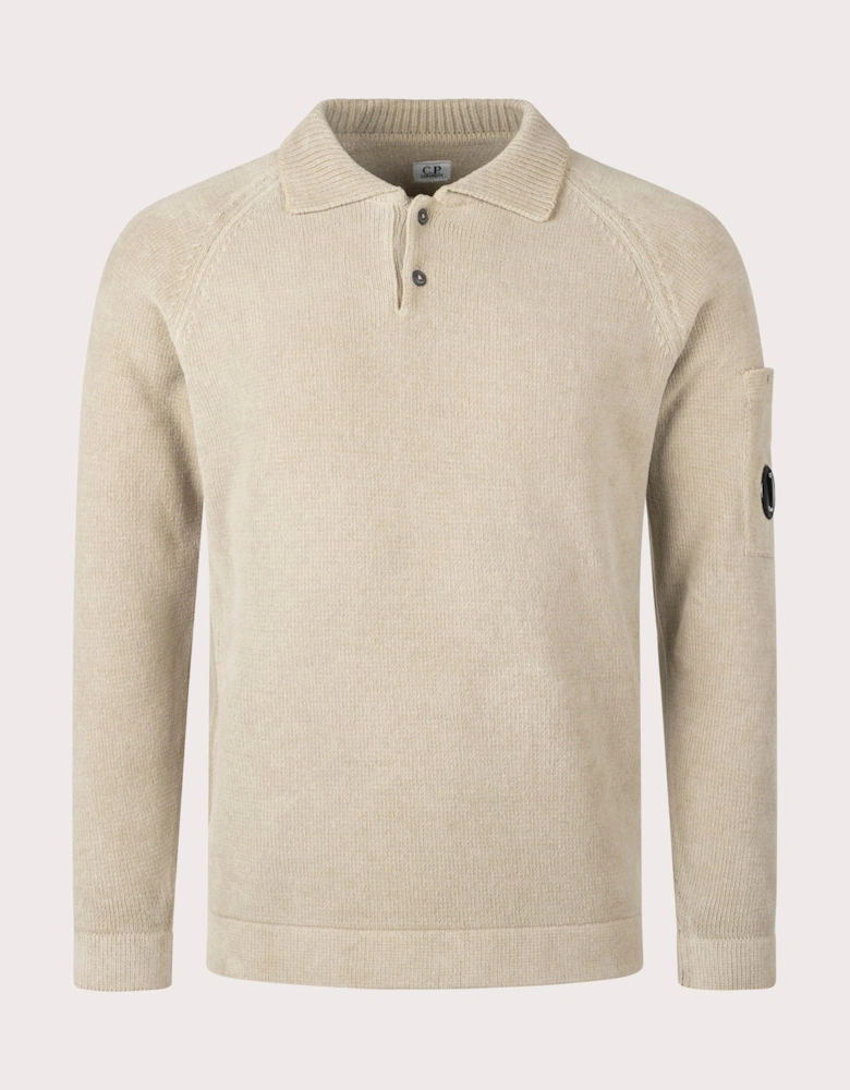 Chenille Cotton Polo Collar Knit Jumper