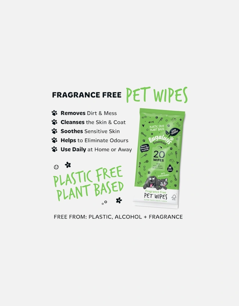 Pet Wipes Bio-Degradable 20 Pack (Travel)