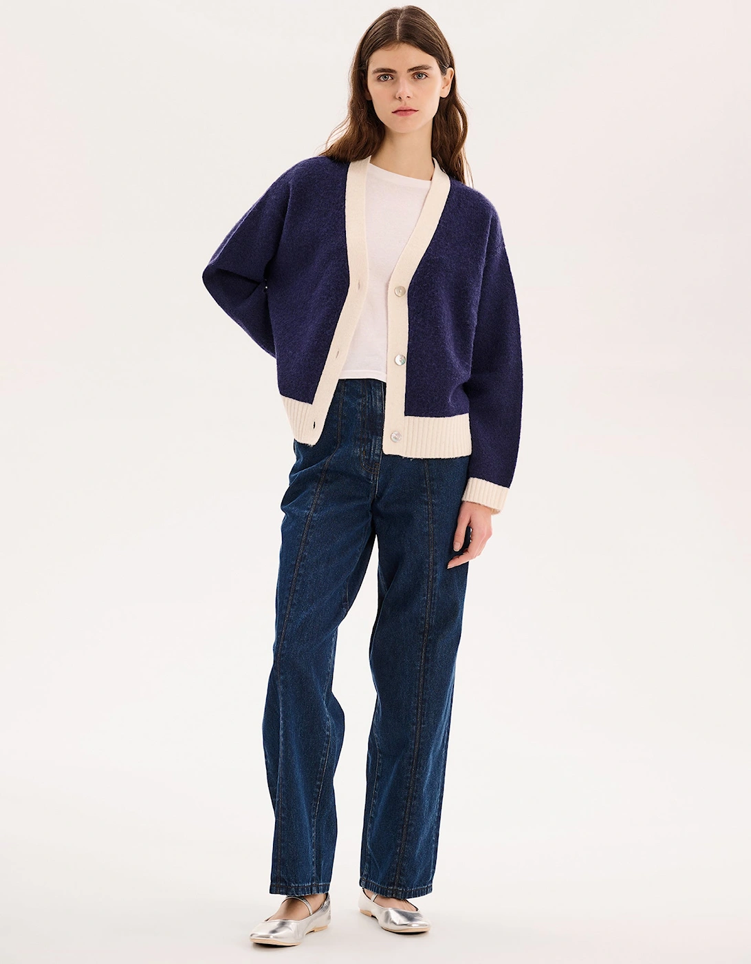 Henni Cardigan in Navy/Cream