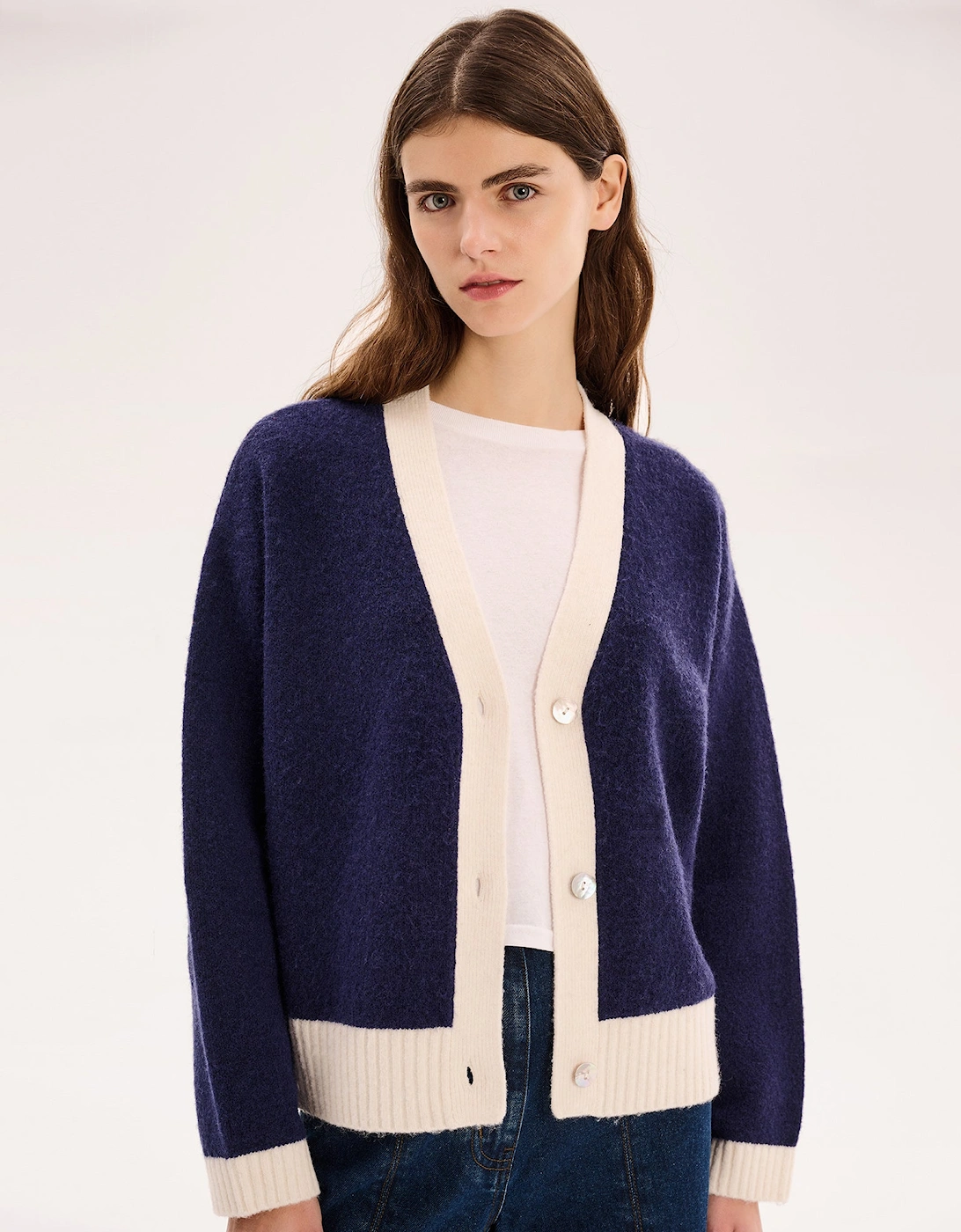 Henni Cardigan in Navy/Cream