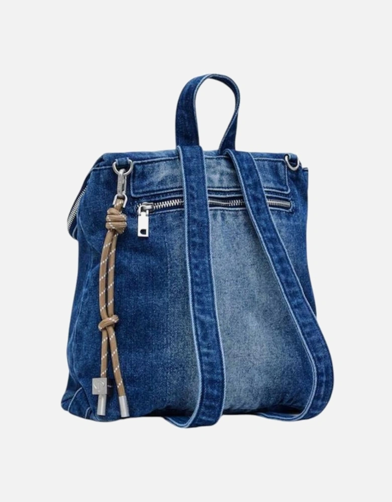 Structured Polyurethane Womens Backpack - Blue