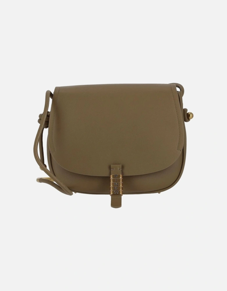 Small Leather Shoulder Bag with Logo Detail Women - Green Crossbody