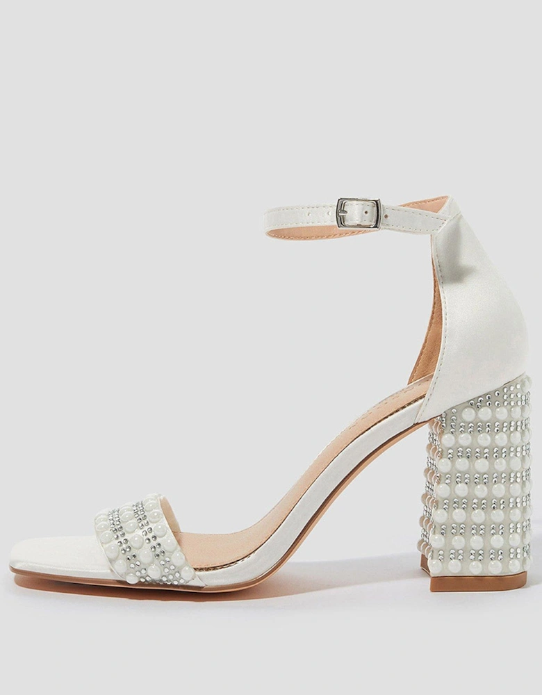 Bridal Penelope Pearl Heeled Sandals - Cream