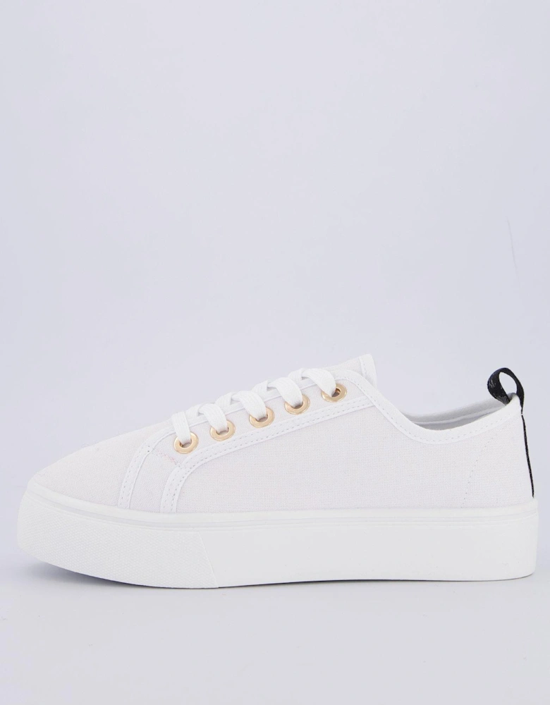 Standard Canvas Lace Up Platform Trainer - White