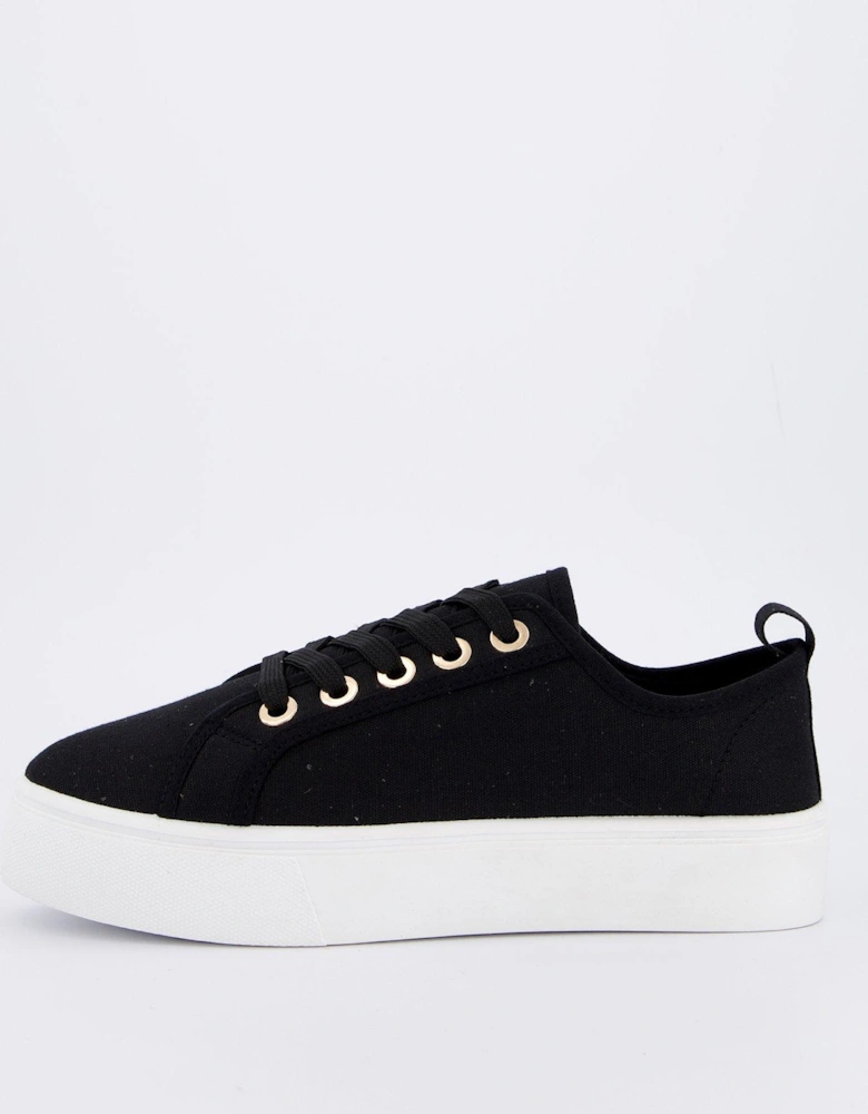 Standard Canvas Lace Up Platform Trainer - Black/White