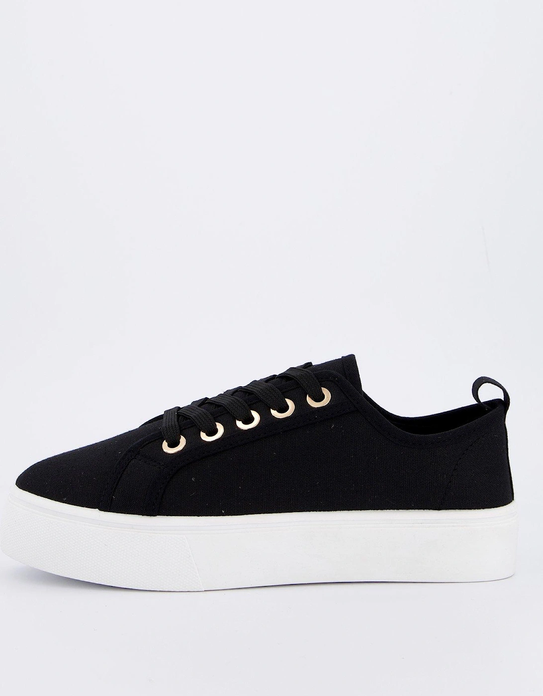 Standard Canvas Lace Up Platform Trainer - Black/White, 2 of 1