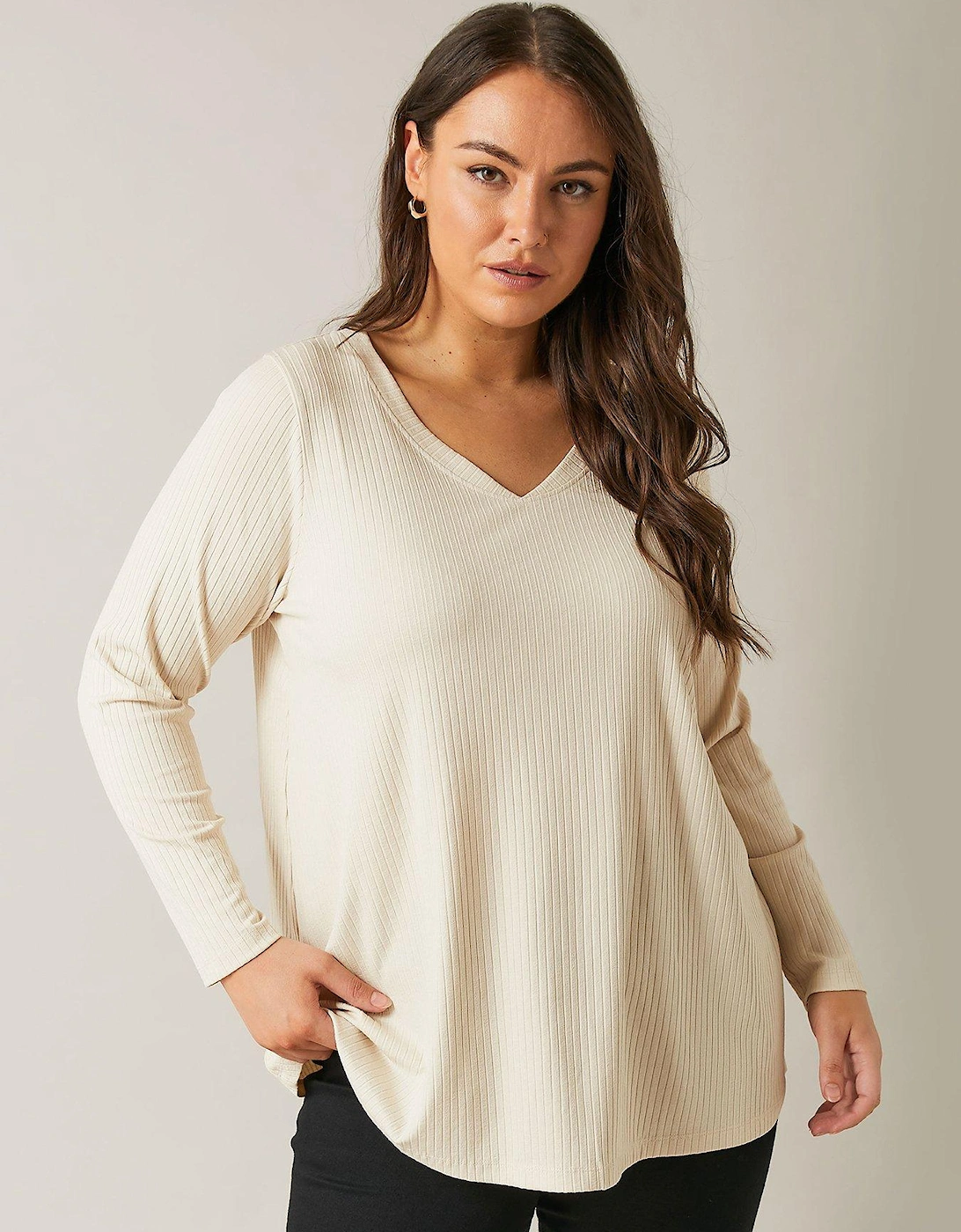 Modal Long Sleeve Rib T-Shirt - Natural, 2 of 1