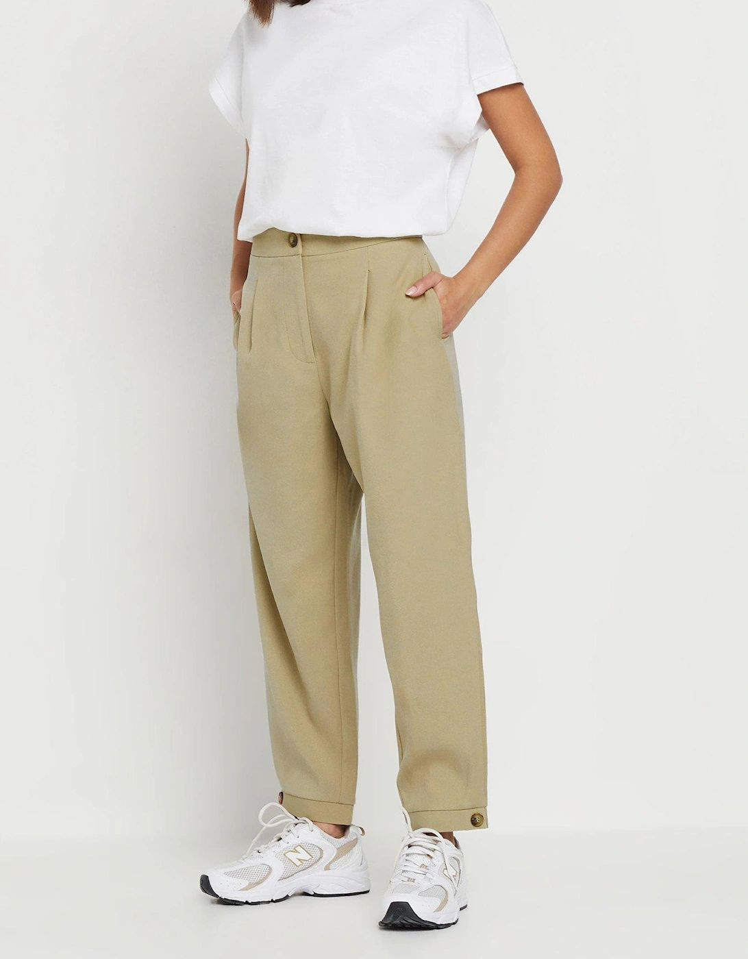 Petite Barrel Button Cuff Trouser - Natural, 2 of 1