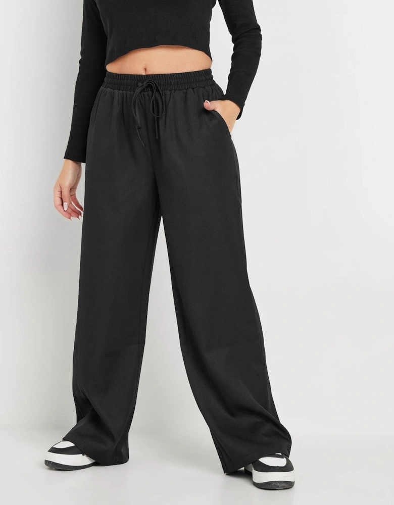 Petite Tie Waist Wide Leg Trouser - Black