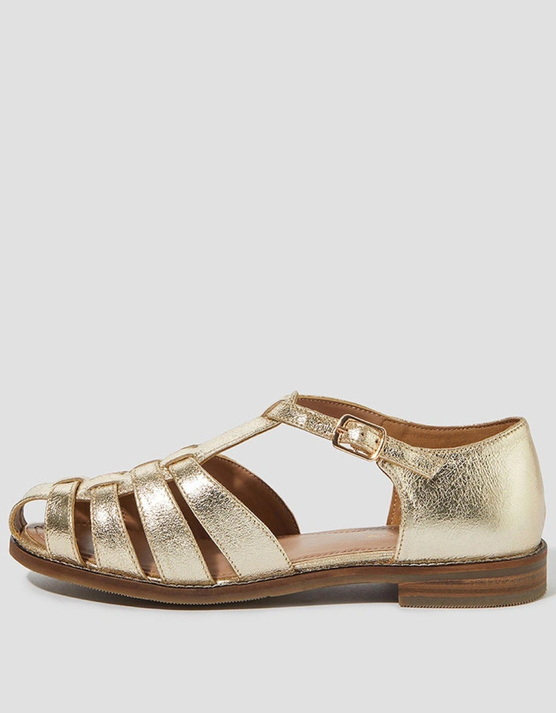 Brady Leather Fisherman Sandal - Gold