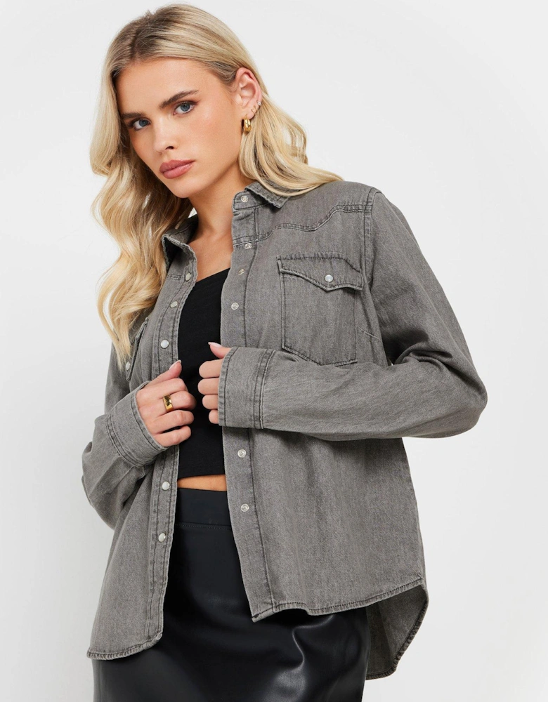 Petite Denim Shirt - Grey